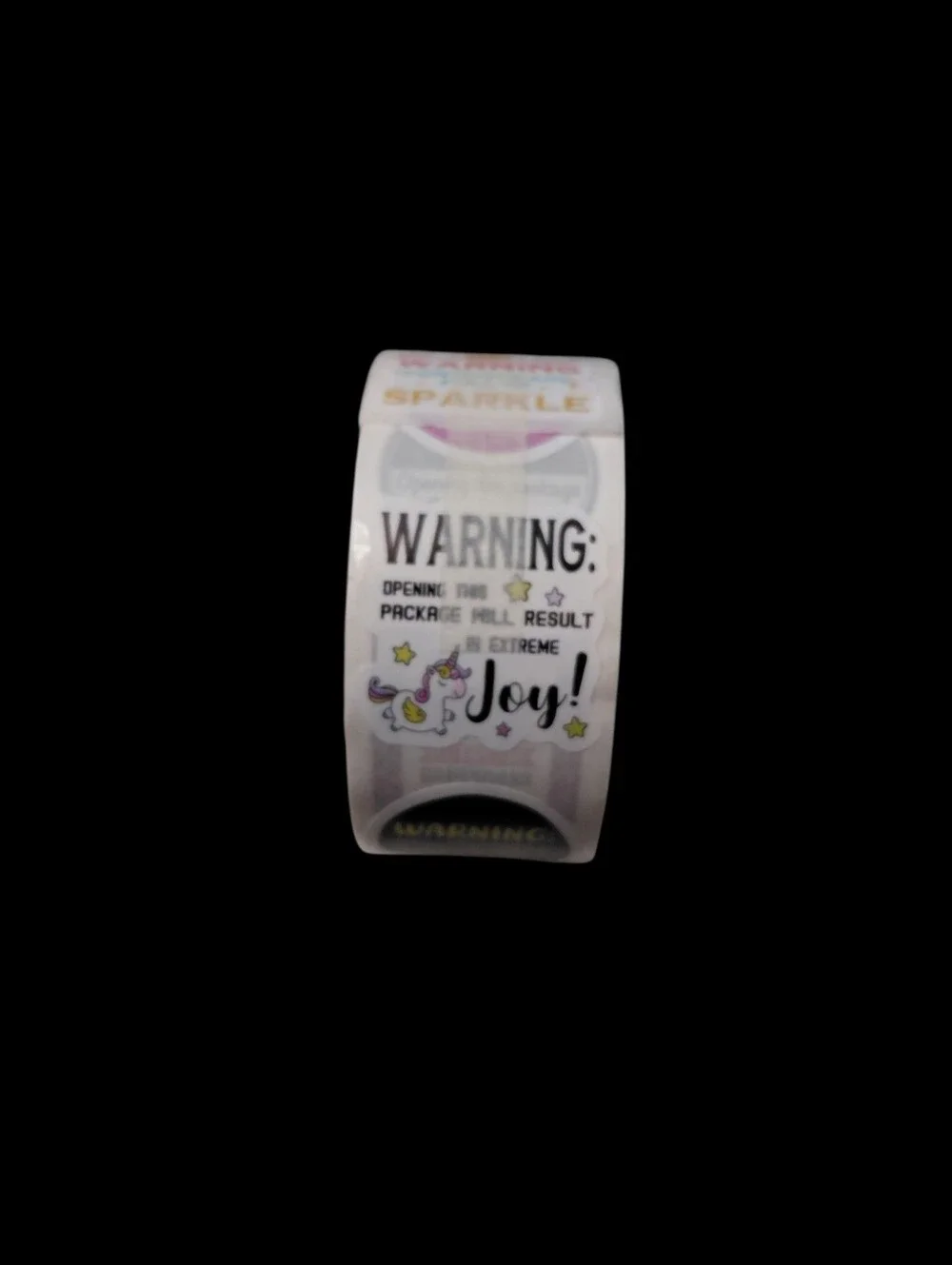 500ct. Assorted 'Warning' Sticker Roll -Bonus: 3 Random Polymailers